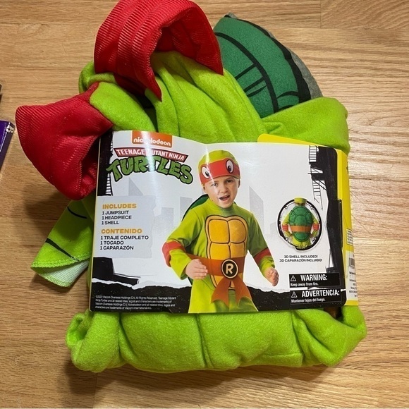 Teenage Mutant Ninja Turtles Costume NEW 2T Bodysuit Shell Hat Raphael - Picture 2 of 6